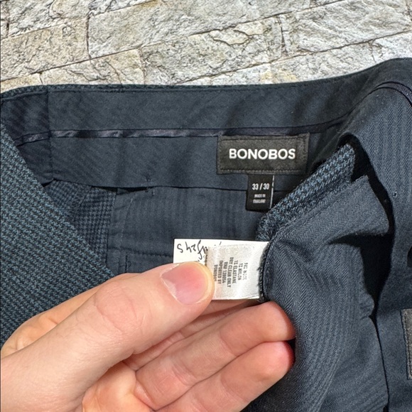 Bonobos mens 33x30 slim fit blue houndstooth Marzotto wool dress pants EUC - Picture 5 of 7